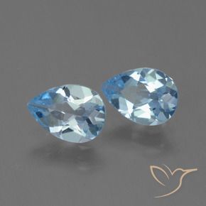 Gemas de Topacio Azul Suizo natural de 1.49 ct, En forma de pera, VS