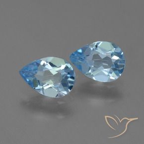 Gemas de Topacio Azul Cielo natural de 1.57 ct, En forma de pera, VS