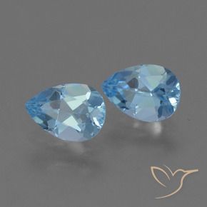 Gemas de Topacio Azul Cielo natural de 1.62 ct, En forma de pera, VS