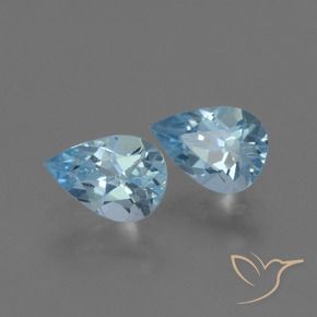 Gemas de Topacio Azul Suizo natural de 1.57 ct, En forma de pera, VS