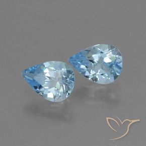Gemas de Topacio Azul Cielo natural de 1.47 ct, En forma de pera, VS