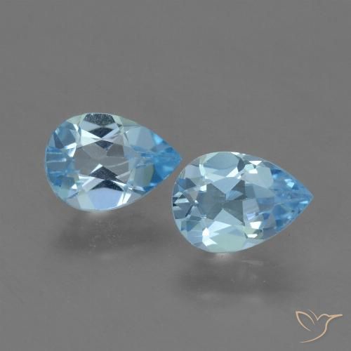 1.54ctw Natural Azul Suizo Topacio, En forma de pera, VVS-VS