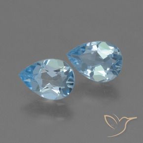 Gemas de Topacio Azul Suizo natural de 1.54 ct, En forma de pera, VVS-VS