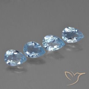 Gemas de Topacio Azul Suizo natural de 3.49 ct, En forma de pera, VVS-VS