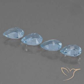 Gemas de Topacio Azul Suizo natural de 3.49 ct, En forma de pera, VVS-VS