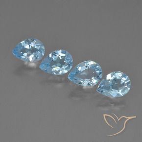 Gemas de Topacio Azul Cielo natural de 3.16 ct, En forma de pera, VVS-VS