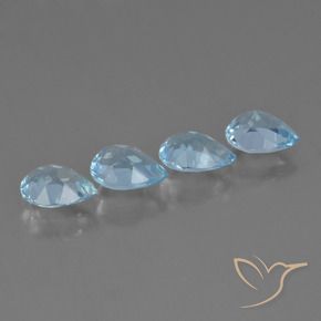 Gemas de Topacio Azul Cielo natural de 3.16 ct, En forma de pera, VVS-VS