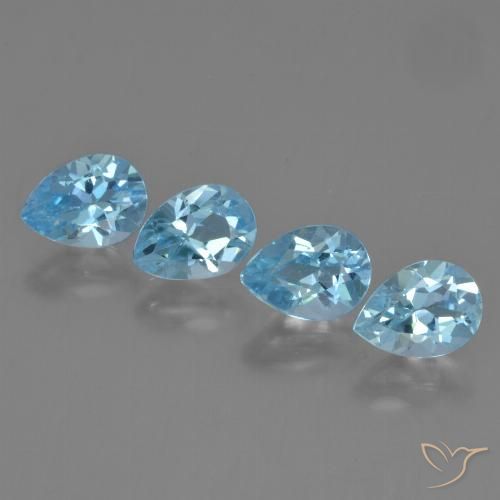 3.67ctw Natural Azul Cielo Topacio, En forma de pera, VVS-VS