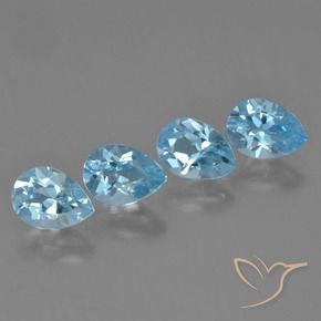 Gemas de Topacio Azul Cielo natural de 3.67 ct, En forma de pera, VVS-VS