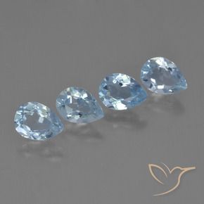 Gemas de Topacio Azul Cielo natural de 3.46 ct, En forma de pera, VVS-VS