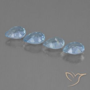 Gemas de Topacio Azul Cielo natural de 3.46 ct, En forma de pera, VVS-VS