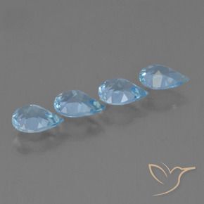Gemas de Topacio Azul Suizo natural de 2.88 ct, En forma de pera, VVS-VS