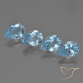 Gemas de Topacio Azul Suizo natural de 3.36 ct, En forma de pera, VVS-VS