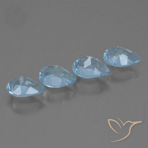 Gemas de Topacio Azul Suizo natural de 3.36 ct, En forma de pera, VVS-VS