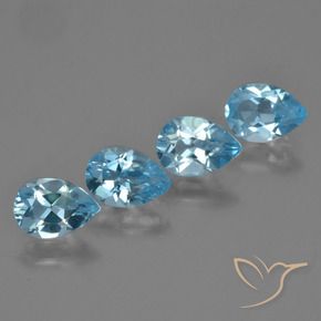 Gemas de Topacio Azul Suizo natural de 3.18 ct, En forma de pera, VVS-VS