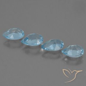 Gemas de Topacio Azul Suizo natural de 3.18 ct, En forma de pera, VVS-VS