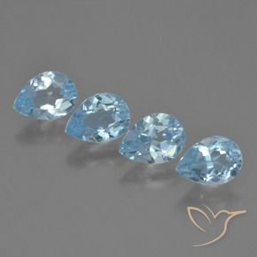 Gemas de Topacio Azul Cielo natural de 3.29 ct, En forma de pera, VVS-VS