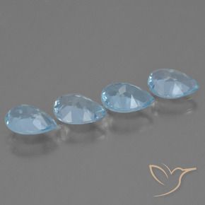 Gemas de Topacio Azul Cielo natural de 3.29 ct, En forma de pera, VVS-VS