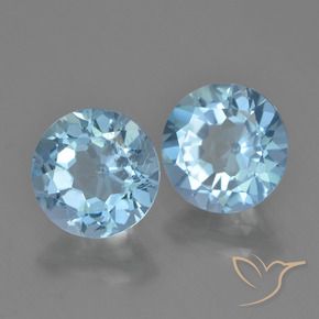 Gemas de Topacio Azul Cielo natural de 4.44 ct, Redondo, VVS-VS