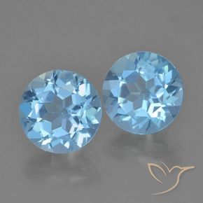 Gemas de Topacio Azul Cielo natural de 4.72 ct, Redondo, VVS-VS