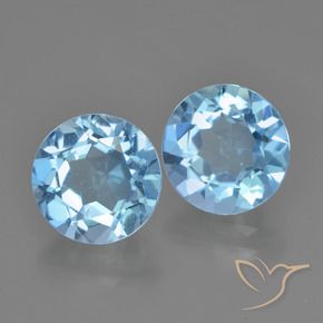 Gemas de Topacio Azul Cielo natural de 4.55 ct, Redondo, VS