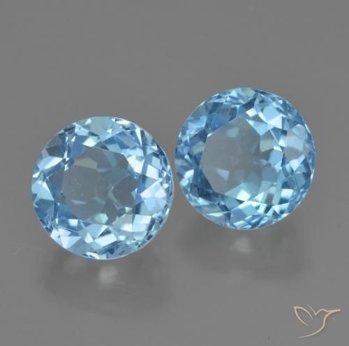 Gemas de Topacio Azul Suizo natural de 4.96 ct, Redondo, VS