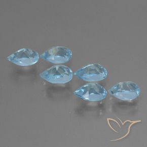 Gemas de Topacio Azul Suizo natural de 3.46 ct, En forma de pera, VVS-VS