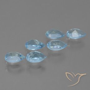 Gemas de Topacio Azul Suizo natural de 3.46 ct, En forma de pera, VS