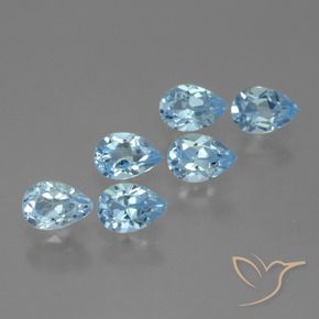 Gemas de Topacio Azul Cielo natural de 3.38 ct, En forma de pera, VS