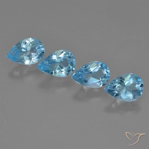 3.20ctw Natural Azul Suizo Topacio, En forma de pera, VVS-VS