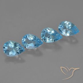 Gemas de Topacio Azul Suizo natural de 3.20 ct, En forma de pera, VVS-VS