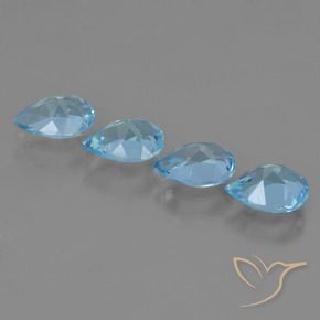 Gemas de Topacio Azul Suizo natural de 3.20 ct, En forma de pera, VVS-VS