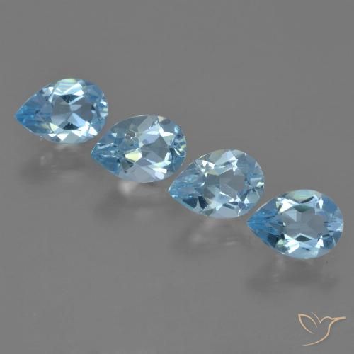 2.96ctw Natural Azul Suizo Topacio, En forma de pera, VVS-VS