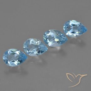 Gemas de Topacio Azul Suizo natural de 2.96 ct, En forma de pera, VVS-VS