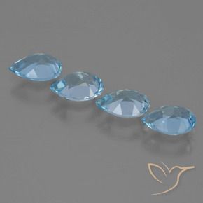 Gemas de Topacio Azul Suizo natural de 2.96 ct, En forma de pera, VVS-VS