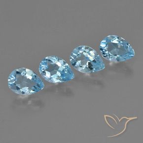 Gemas de Topacio Azul Cielo natural de 3.30 ct, En forma de pera, VVS-VS