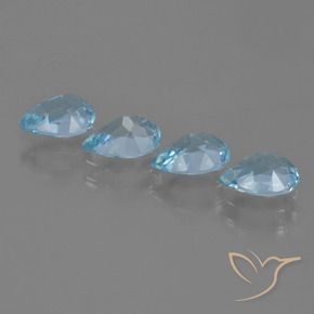 Gemas de Topacio Azul Cielo natural de 3.30 ct, En forma de pera, VVS-VS