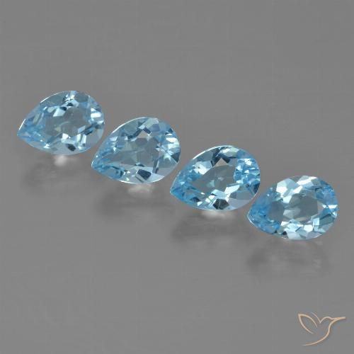 3.31ctw Natural Azul Suizo Topacio, En forma de pera, VVS-VS