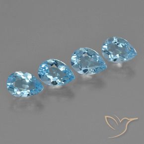 Gemas de Topacio Azul Suizo natural de 3.31 ct, En forma de pera, VVS-VS
