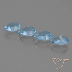 Gemas de Topacio Azul Suizo natural de 3.31 ct, En forma de pera, VVS-VS
