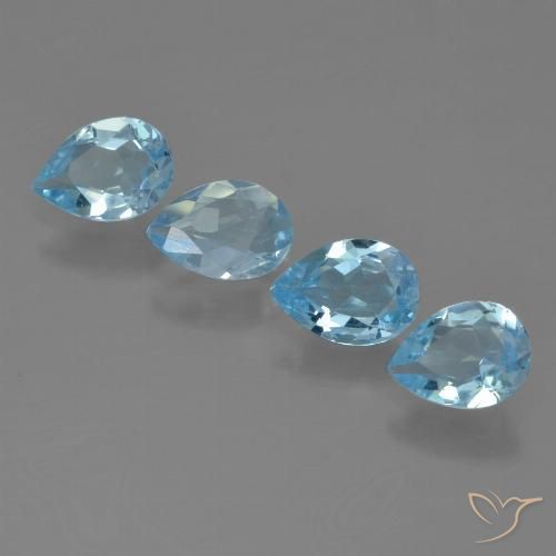 2.50ctw Natural Azul Suizo Topacio, En forma de pera, VS