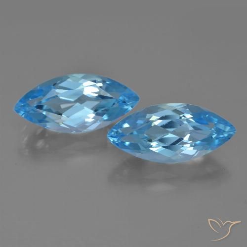 7.66ctw Natural Azul Suizo Topacio, Marquesa, VVS