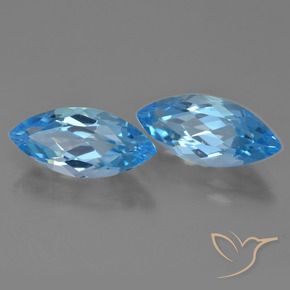 Gemas de Topacio Azul Suizo natural de 7.66 ct, Marquesa, VVS