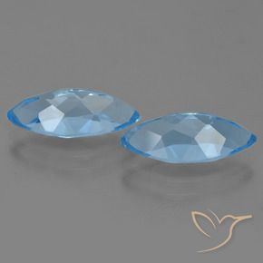 Gemas de Topacio Azul Suizo natural de 7.66 ct, Marquesa, VVS