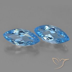 Gemas de Topacio Azul Suizo natural de 7.27 ct, Marquesa, VVS