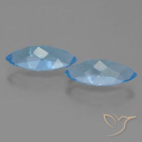 Gemas de Topacio Azul Suizo natural de 7.27 ct, Marquesa, VVS