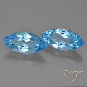 Gemas de Topacio Azul Suizo natural de 7.34 ct, Marquesa, VVS