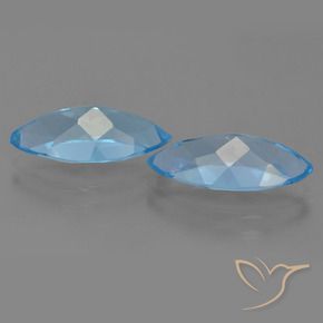 Gemas de Topacio Azul Suizo natural de 7.34 ct, Marquesa, VVS