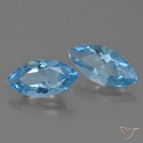 Gemas de Topacio Azul Suizo natural de 6.41 ct, Marquesa, VVS