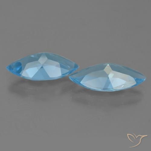 Gemas de Topacio Azul Suizo natural de 6.41 ct, Marquesa, VVS